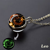 1pc 12 Constellation Necklace, Starry Sky Luminous Glass Ball Pendant Necklace, For Men Women, father's day gift