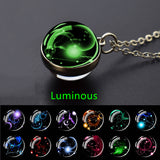 1pc 12 Constellation Necklace, Starry Sky Luminous Glass Ball Pendant Necklace, For Men Women, father's day gift