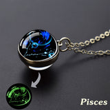 1pc 12 Constellation Necklace, Starry Sky Luminous Glass Ball Pendant Necklace, For Men Women, father's day gift