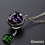 1pc 12 Constellation Necklace, Starry Sky Luminous Glass Ball Pendant Necklace, For Men Women, father's day gift