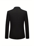 2 Pieces Men's Slim Fit Solid Color 2-Button Lapel Business Suit Set with Decorative Handkerchief Pocket and Suit Trousers for Formal Events