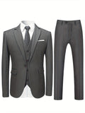 Elegant 3pc Mens Suit Set - Single-Button Blazer, Tailored Vest & Trousers - Ideal for Weddings & Business Events