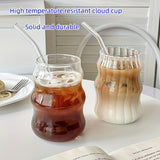 [2pcs Glass Cups With Straws] 2pcs Glass Cups With Straws, Glass Coffee Cup, Transparent Water Cup For Home And Office