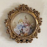 4'' Embossed Vintage Round Photo Frame for Tabletop & Wall Decor, Home Office Decor
