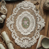Vintage-Inspired Handmade Crochet Round Tablecloth with Elegant Hollow-Out Design for Home and Living Room Decor