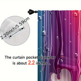 2pcs Set Rainbow Drip Print Curtains - Digital Printed, Polyester, Light-Blocking, Machine Washable, Rod Pocket Design for Living Room, Kitchen, Bedroom & Dining Area Decor, for Return School