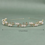 [Elegant Wedding Hair Accessory Rhinestone] Vintage-Inspired Bridal Headband with Faux Pearls and Zinc Alloy Leaves, Classic Elegant Wedding Hair Accessory with Rhinestone Detail