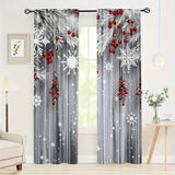 2-Pack Woven Polyester Blackout Curtains with Embossed Digital Print, Machine Washable Rod Pocket Drapes, Christmas Pine and Snowflakes Design for Bedroom, Living Room, Study - Contemporary Style