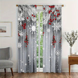 2-Pack Woven Polyester Blackout Curtains with Embossed Digital Print, Machine Washable Rod Pocket Drapes, Christmas Pine and Snowflakes Design for Bedroom, Living Room, Study - Contemporary Style