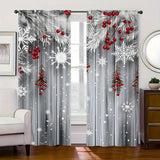 2-Pack Woven Polyester Blackout Curtains with Embossed Digital Print, Machine Washable Rod Pocket Drapes, Christmas Pine and Snowflakes Design for Bedroom, Living Room, Study - Contemporary Style