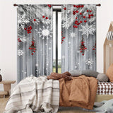 2-Pack Woven Polyester Blackout Curtains with Embossed Digital Print, Machine Washable Rod Pocket Drapes, Christmas Pine and Snowflakes Design for Bedroom, Living Room, Study - Contemporary Style