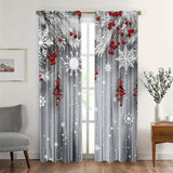 2-Pack Woven Polyester Blackout Curtains with Embossed Digital Print, Machine Washable Rod Pocket Drapes, Christmas Pine and Snowflakes Design for Bedroom, Living Room, Study - Contemporary Style