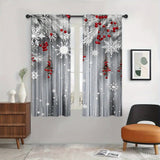 2-Pack Woven Polyester Blackout Curtains with Embossed Digital Print, Machine Washable Rod Pocket Drapes, Christmas Pine and Snowflakes Design for Bedroom, Living Room, Study - Contemporary Style