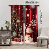 2pcs Set Christmas Snowmen Curtains - Rod Pocket Design, Digital Print Polyester Window Treatments for Living Room, Kitchen, Bedroom & More - Machine Washable Home Decor