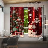 2pcs Set Christmas Snowmen Curtains - Rod Pocket Design, Digital Print Polyester Window Treatments for Living Room, Kitchen, Bedroom & More - Machine Washable Home Decor