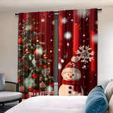 2pcs Set Christmas Snowmen Curtains - Rod Pocket Design, Digital Print Polyester Window Treatments for Living Room, Kitchen, Bedroom & More - Machine Washable Home Decor