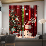 2pcs Set Christmas Snowmen Curtains - Rod Pocket Design, Digital Print Polyester Window Treatments for Living Room, Kitchen, Bedroom & More - Machine Washable Home Decor