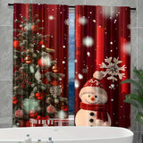 2pcs Set Christmas Snowmen Curtains - Rod Pocket Design, Digital Print Polyester Window Treatments for Living Room, Kitchen, Bedroom & More - Machine Washable Home Decor