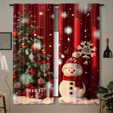 2pcs Set Christmas Snowmen Curtains - Rod Pocket Design, Digital Print Polyester Window Treatments for Living Room, Kitchen, Bedroom & More - Machine Washable Home Decor