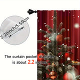 2pcs Set Christmas Snowmen Curtains - Rod Pocket Design, Digital Print Polyester Window Treatments for Living Room, Kitchen, Bedroom & More - Machine Washable Home Decor