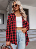 Long Sleeve Women's Flannel Classic Plaid Button Down Shirts for Fall Casual Loose ELESOL