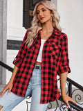 Long Sleeve Women's Flannel Classic Plaid Button Down Shirts for Fall Casual Loose ELESOL