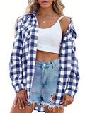 Long Sleeve Women's Flannel Classic Plaid Button Down Shirts for Fall Casual Loose ELESOL