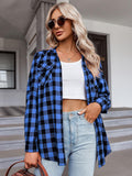 Long Sleeve Women's Flannel Classic Plaid Button Down Shirts for Fall Casual Loose ELESOL