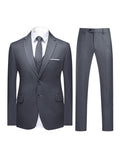 Men's Casual Suit Set Solid Color Two-Buckle Suit Jacket Men's Suit Three-piece Set