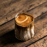 Premium Wood Grain Effect Glass Cup for Coffee, Multipurpose Handcrafted Clear Glass Drinkware, Reusable, Recyclable, Retro Latte, Milk, Tea, Breakfast Beverage Tumbler, High Heat Resistance, Hand Wash Only - Set of 1