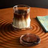 Premium Wood Grain Effect Glass Cup for Coffee, Multipurpose Handcrafted Clear Glass Drinkware, Reusable, Recyclable, Retro Latte, Milk, Tea, Breakfast Beverage Tumbler, High Heat Resistance, Hand Wash Only - Set of 1