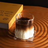 Premium Wood Grain Effect Glass Cup for Coffee, Multipurpose Handcrafted Clear Glass Drinkware, Reusable, Recyclable, Retro Latte, Milk, Tea, Breakfast Beverage Tumbler, High Heat Resistance, Hand Wash Only - Set of 1