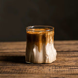Premium Wood Grain Effect Glass Cup for Coffee, Multipurpose Handcrafted Clear Glass Drinkware, Reusable, Recyclable, Retro Latte, Milk, Tea, Breakfast Beverage Tumbler, High Heat Resistance, Hand Wash Only - Set of 1
