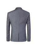 One Button Men's Striped Three-piece Suit, Jacket + Vest + Pants, Wedding Party Formal Wear, Plaid Suit