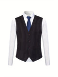 One Button Men's Striped Three-piece Suit, Jacket + Vest + Pants, Wedding Party Formal Wear, Plaid Suit