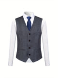 One Button Men's Striped Three-piece Suit, Jacket + Vest + Pants, Wedding Party Formal Wear, Plaid Suit