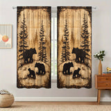 2-Pack Retro Bear Silhouette Window Drapes, Semi-Sheer Rod Pocket Panels with Modern Woven Peach Skin Velvet Fabric, 100-120g Weight, Sanded Craftsmanship for Living Room, Bedroom, Office Decor