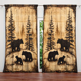 2-Pack Retro Bear Silhouette Window Drapes, Semi-Sheer Rod Pocket Panels with Modern Woven Peach Skin Velvet Fabric, 100-120g Weight, Sanded Craftsmanship for Living Room, Bedroom, Office Decor