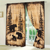 2-Pack Retro Bear Silhouette Window Drapes, Semi-Sheer Rod Pocket Panels with Modern Woven Peach Skin Velvet Fabric, 100-120g Weight, Sanded Craftsmanship for Living Room, Bedroom, Office Decor