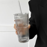 20.28oz Glass Coffee Mug - With Lid & Straw, Perfect for Coffee, Tea, Whiskey, Milk - Ideal for Home, Office, Travel, Drinking Cup