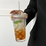 20.28oz Glass Coffee Mug - With Lid & Straw, Perfect for Coffee, Tea, Whiskey, Milk - Ideal for Home, Office, Travel, Drinking Cup