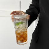 20.28oz Glass Coffee Mug - With Lid & Straw, Perfect for Coffee, Tea, Whiskey, Milk - Ideal for Home, Office, Travel, Drinking Cup