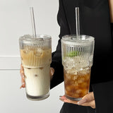 20.28oz Glass Coffee Mug - With Lid & Straw, Perfect for Coffee, Tea, Whiskey, Milk - Ideal for Home, Office, Travel, Drinking Cup