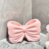 Portable Ceramic Bowknot Toothbrush Holder - No-Drill Bathroom Organizer for Toothbrushes & Toothpaste, for Return School