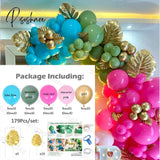 179Pc Blue Avocado Green Rose Red Pink Balloons Arch Garland Kit Metal Gold Plam Leaves Diy Balloon