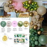 179Pc Blue Avocado Green Rose Red Pink Balloons Arch Garland Kit Metal Gold Plam Leaves Diy Balloon