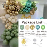 179Pc Blue Avocado Green Rose Red Pink Balloons Arch Garland Kit Metal Gold Plam Leaves Diy Balloon