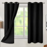 2 Panels Blackout Curtains Heat Insulation Curtain Panels With Coated Insulation Lining Suitable For Living Room, Bedroom, Kitchen, Bathroom, Home Decor, Room Decor