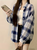 Spring-Ready Plus Size Plaid Print Button Front Long Sleeve Shirt for Women - Casual, Comfortable, and Chic