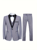 3-Piece Formal Suit Set - Classic One Button Jacket, Single Breasted Vest, and Fitted Pants for Business, Wedding, and Party Events - High-Quality Fabric, Adjustable Waist, and Classic Design